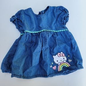 Hello Kitty Sanrio Summer Blue Jean Dress 18M Months Short Sleeve